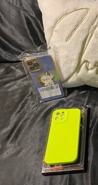 iPhone 12 Pro Phone Case-  Purple/Gold, Lime Green